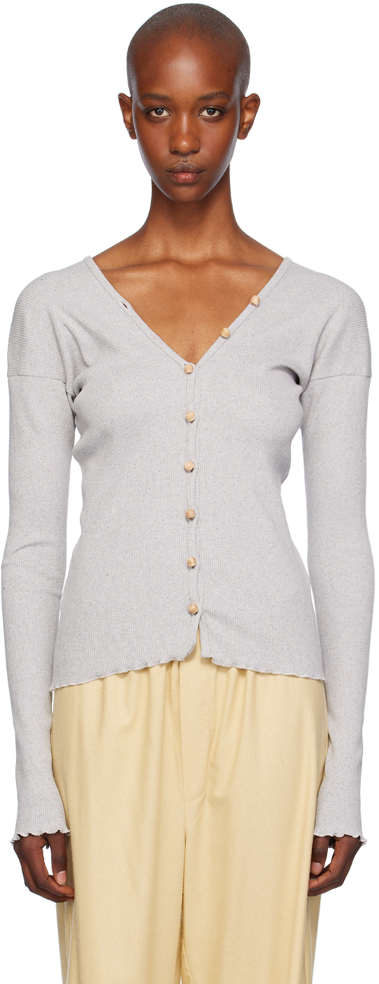 Shop Baserange Gray Tav Cardigan In Grey Melange