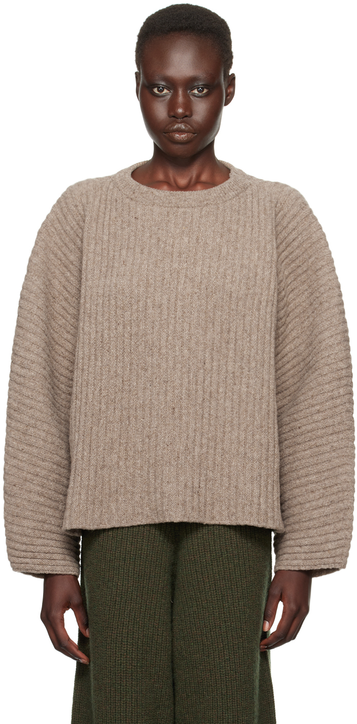 Shop Baserange Taupe Kai Sweater In Alassio