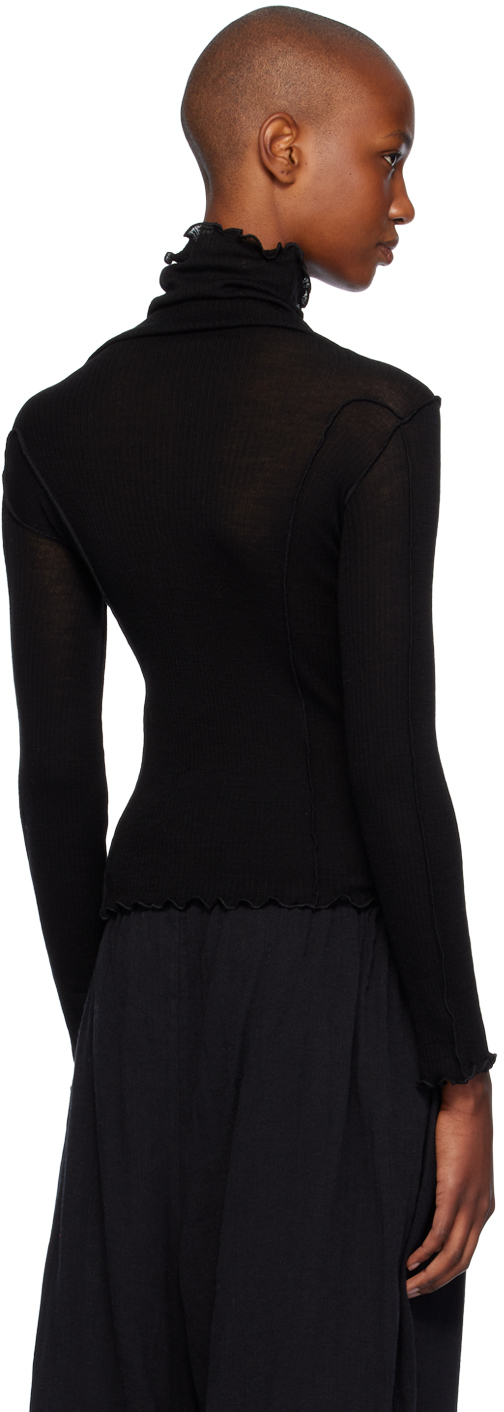 Baserange Black Wool Omato Turtleneck In Black