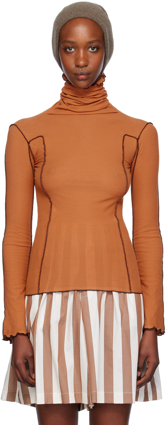 Shop Baserange Orange Omato Turtleneck In Dre Orange (black)