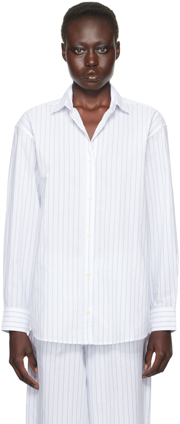 Baserange: White & Blue Ole Shirt | SSENSE