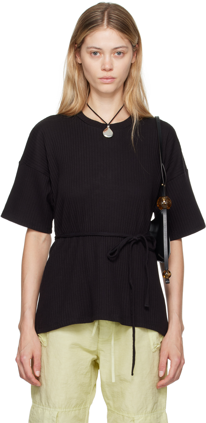 ベースレンジ ベロアカットソー 黒 Baserange ベロアTシャツ ブラック