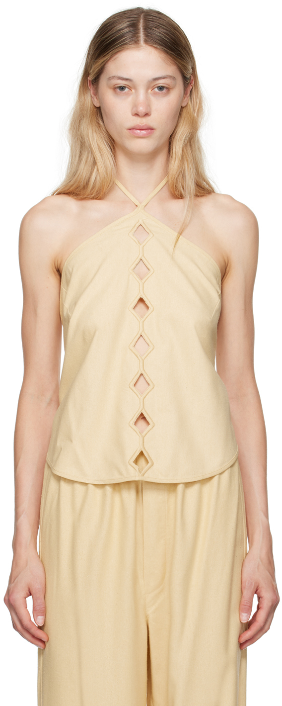 Shop Baserange Yellow Cessa Ligo Tank Top In Tooth White