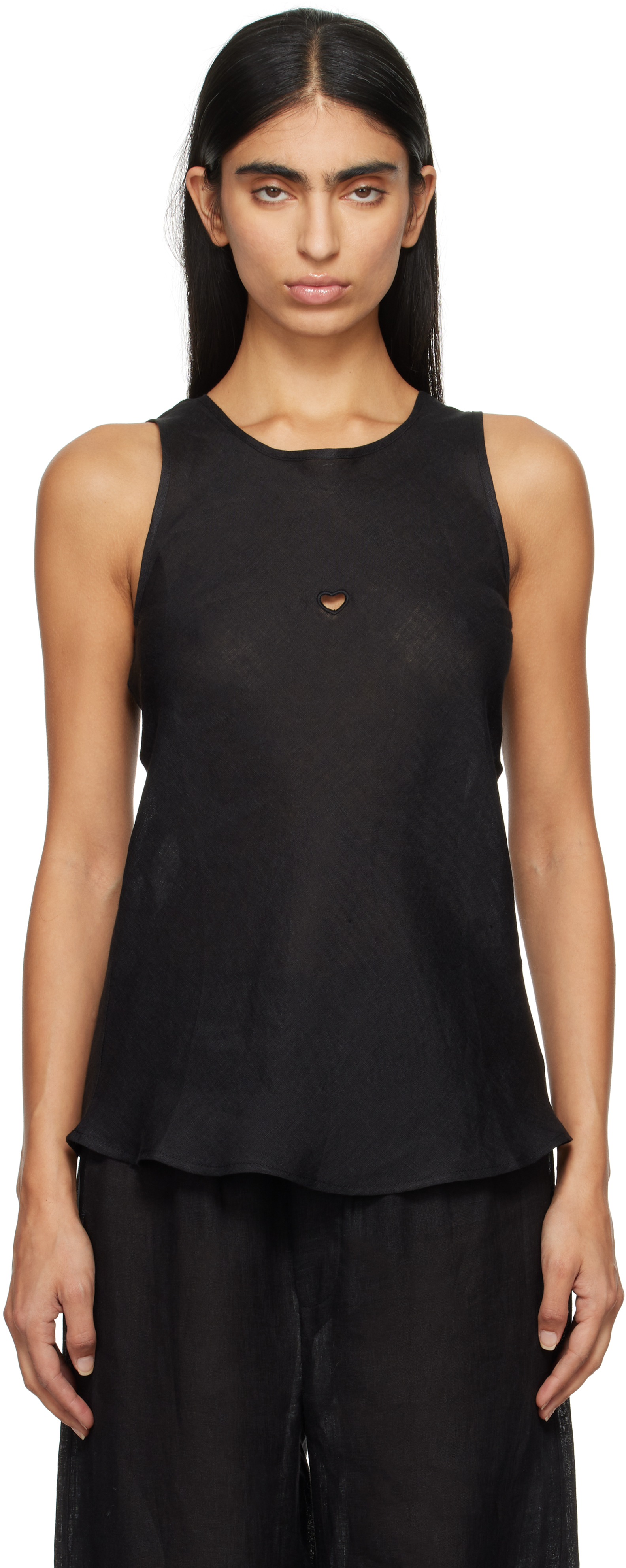 Shop Baserange Black Dydine Heart Tank Top