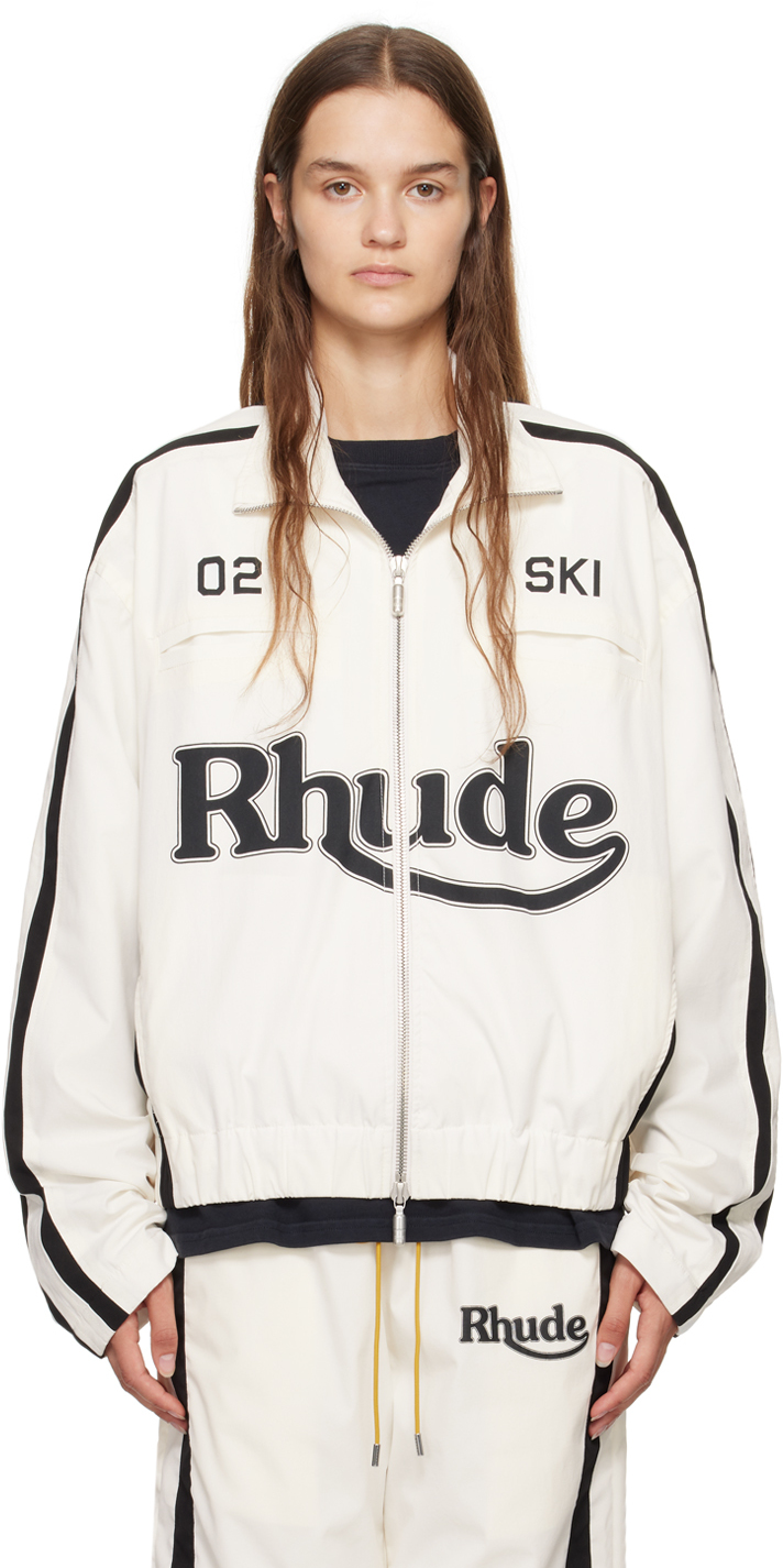 White & Black Ski Track Jacket