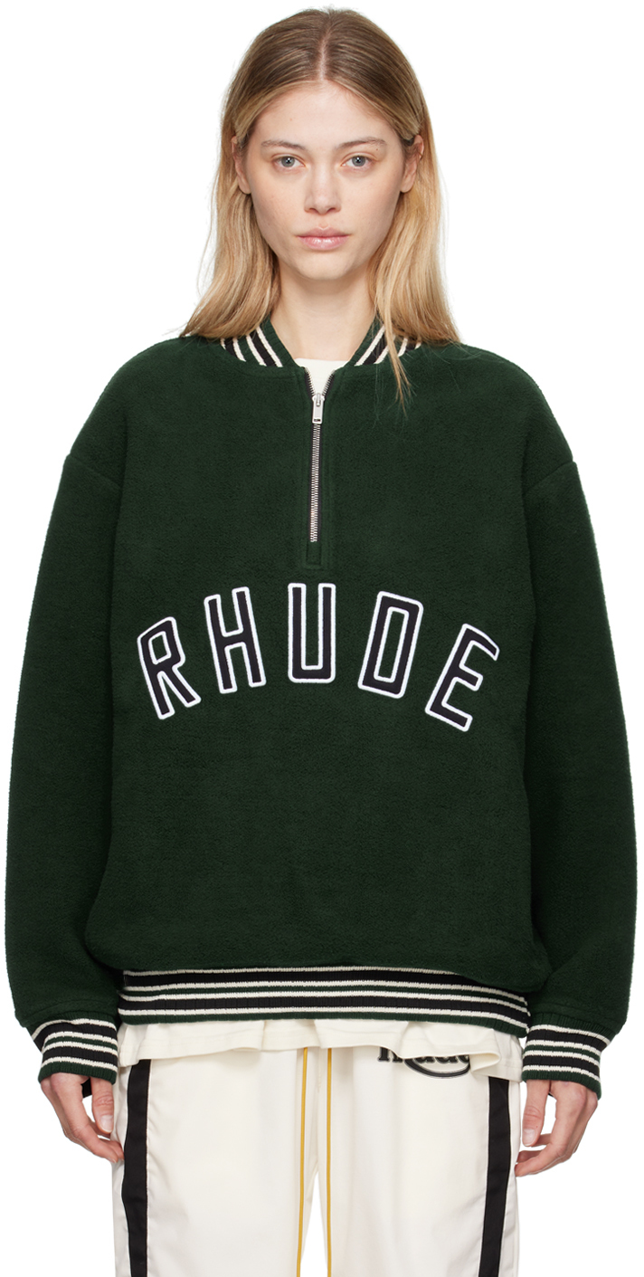 Shop Rhude Green Varsity Sweatshirt In 0112 Green