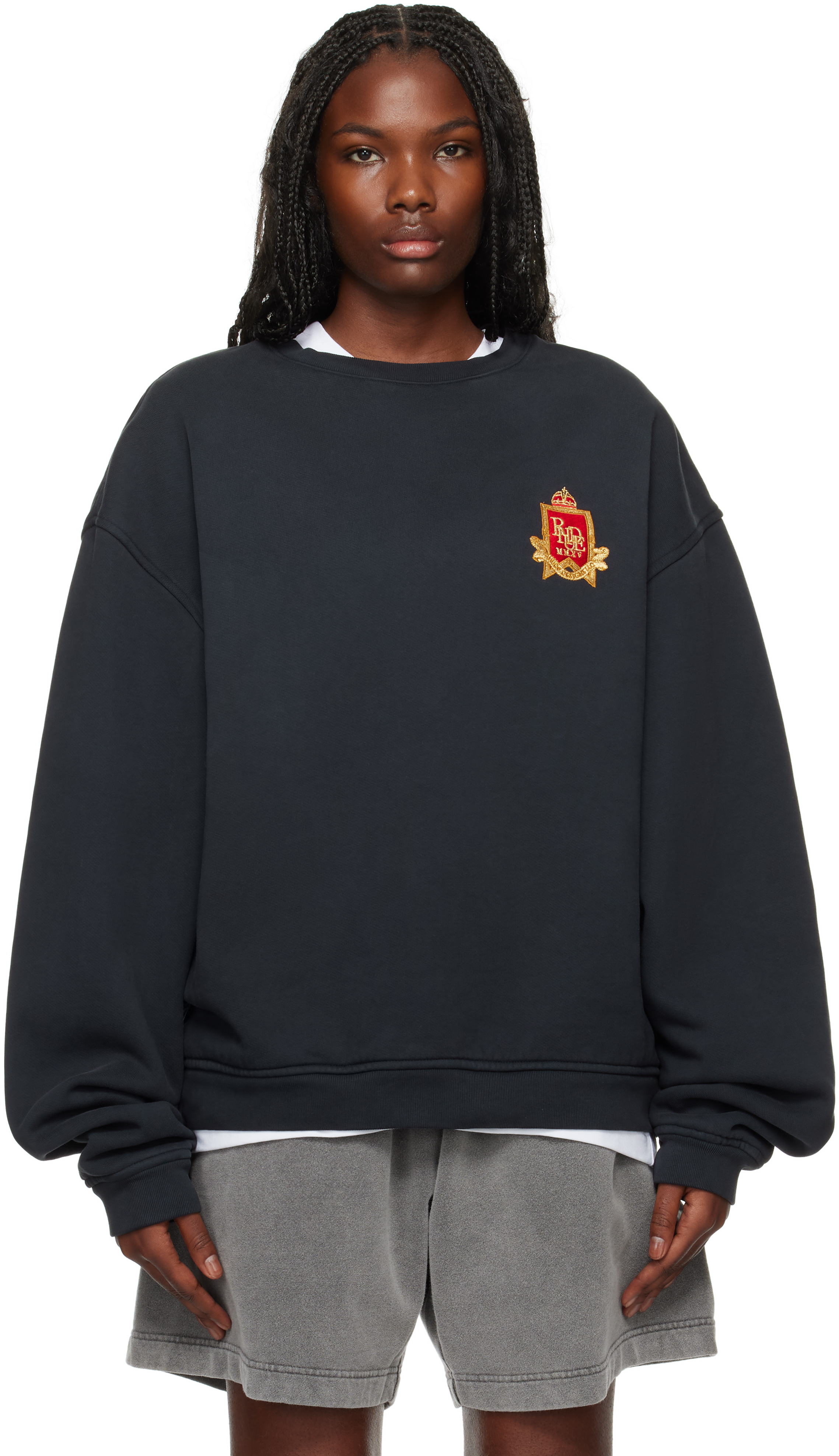 Black 'Rhude' Crest Crewneck Sweatshirt