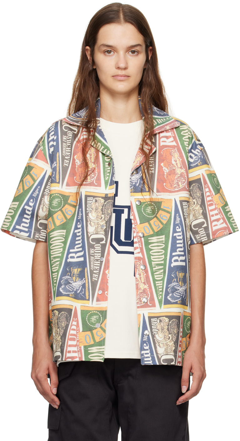 Shop Rhude Multicolor Collegiate Flag Shirt In 0108 Multi