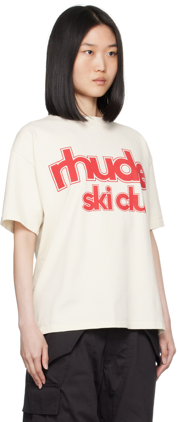 Rhude Off-white ' Ski Club' T-shirt In 0241 Vtg White