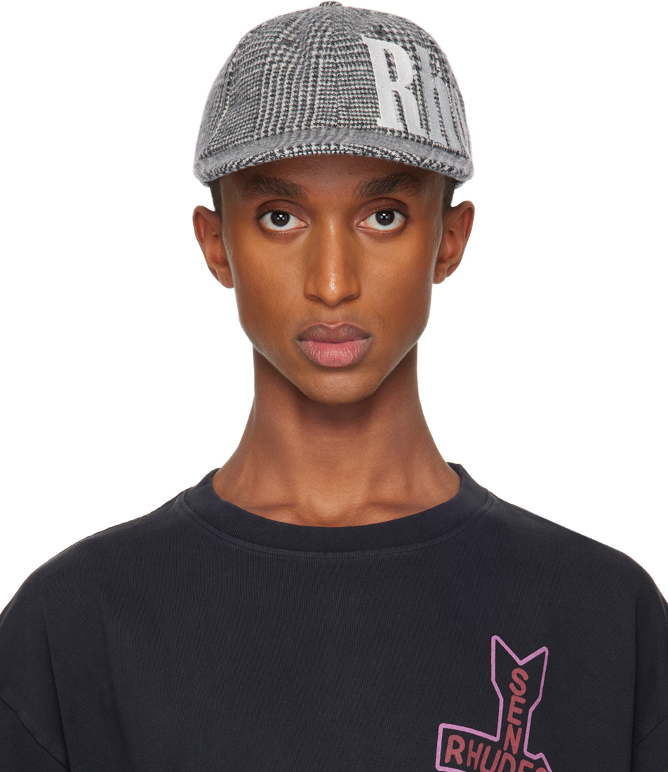 Shop Rhude Black & White Wrap Logo 6-panel Cap In Black/white