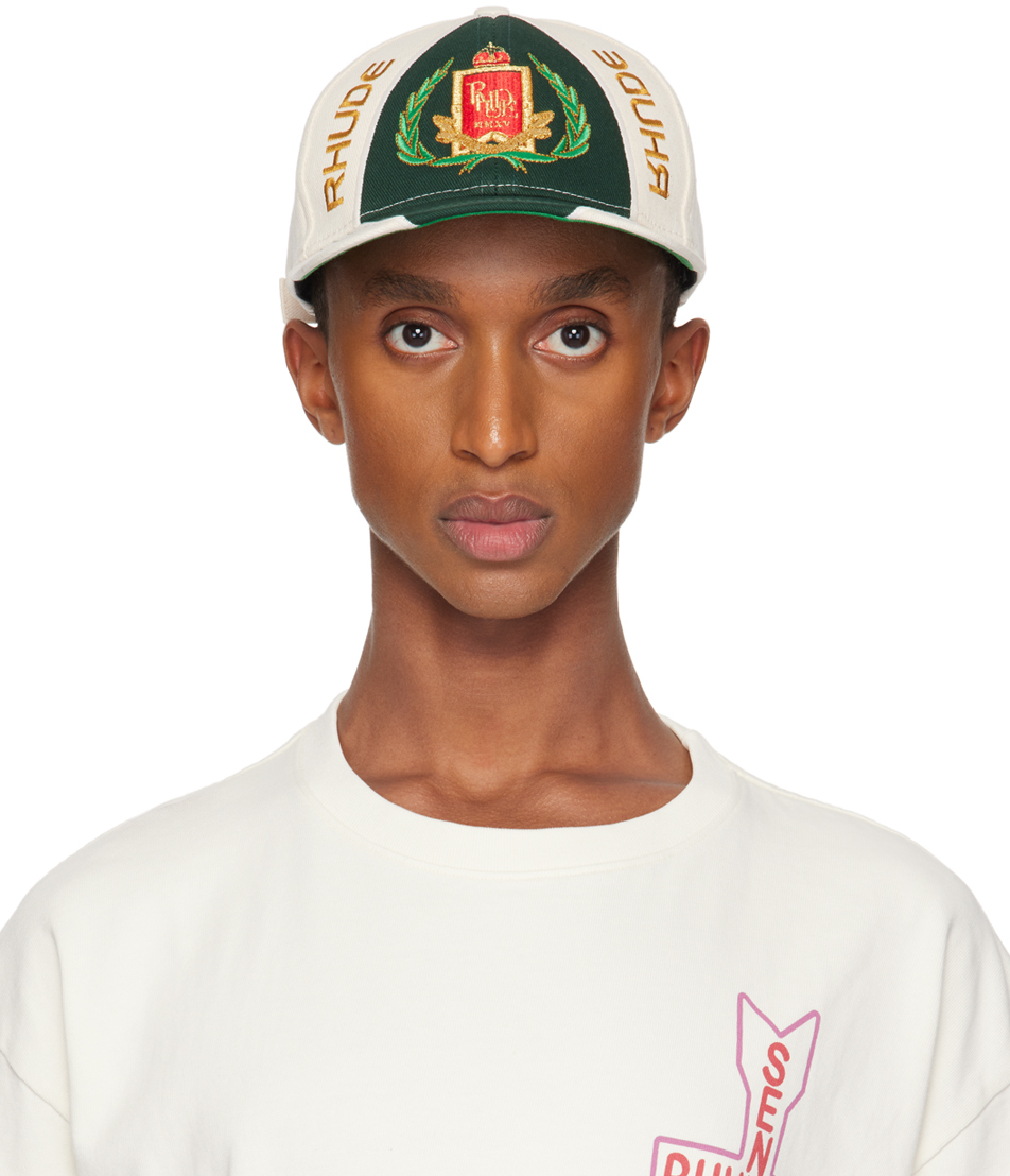 Off-White & Green Racing Crest 6-Panel Cap