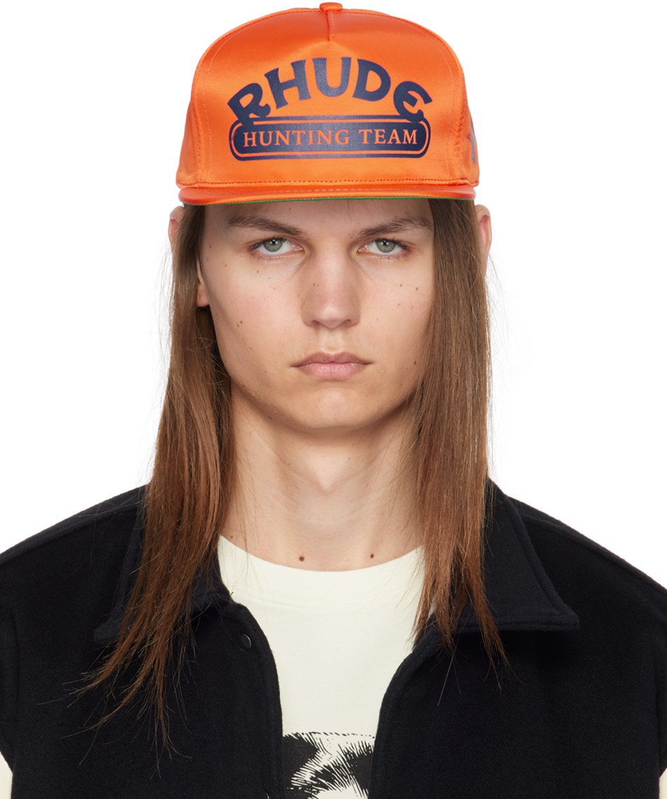 Shop Rhude オレンジ Hunting Team キャップ In Orange/blue