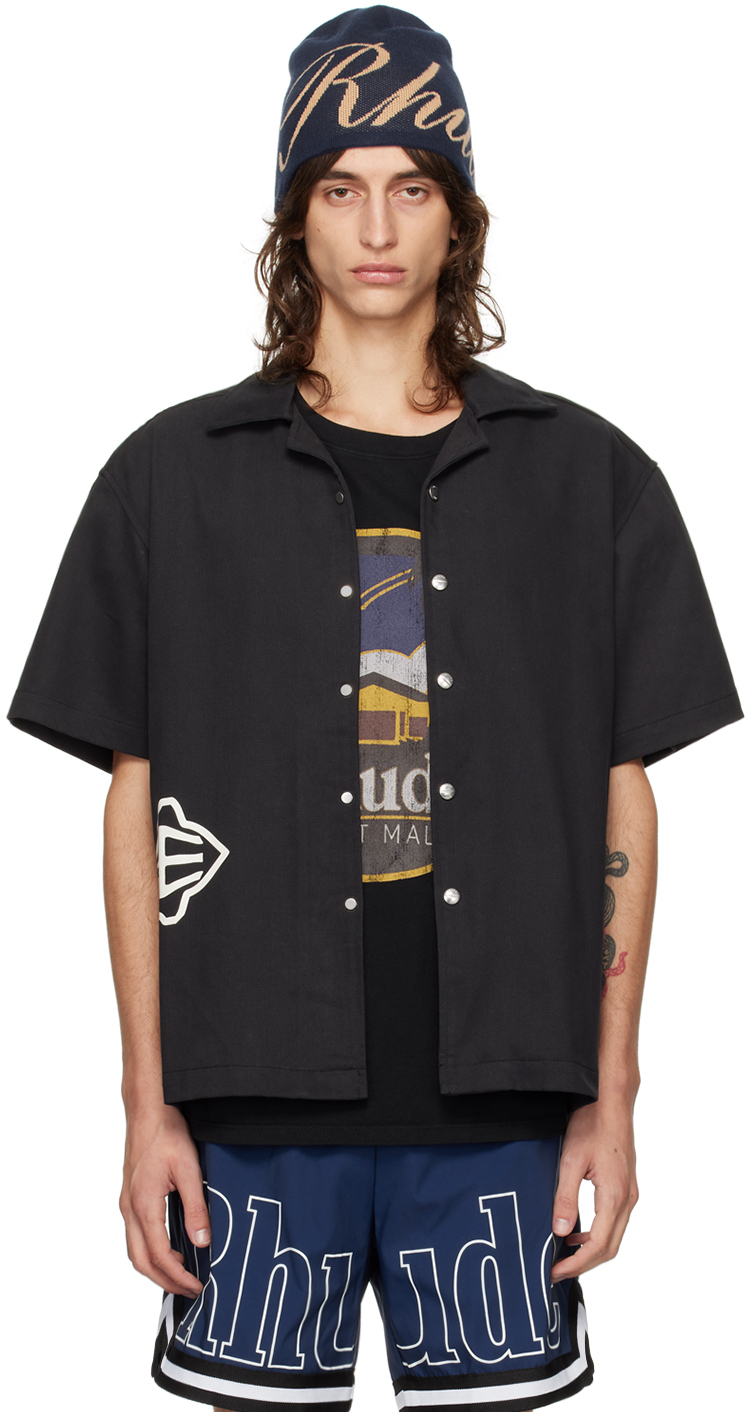 Shop Rhude Black Cross Logo Shirt