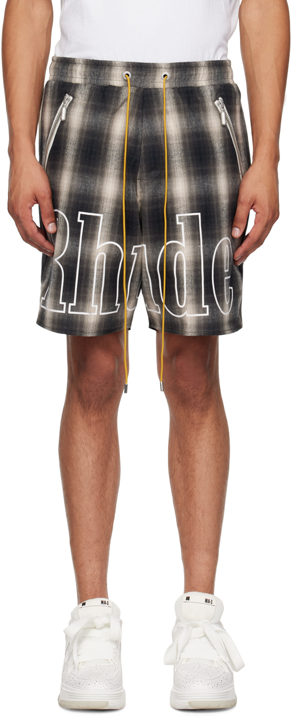 Gray Plaid Logo Shorts