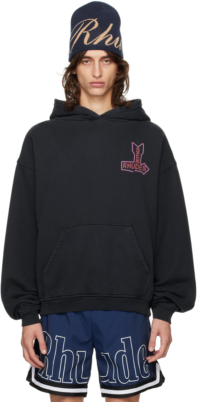 RHUDE BLACK 'SEND RHUDES' HOODIE 