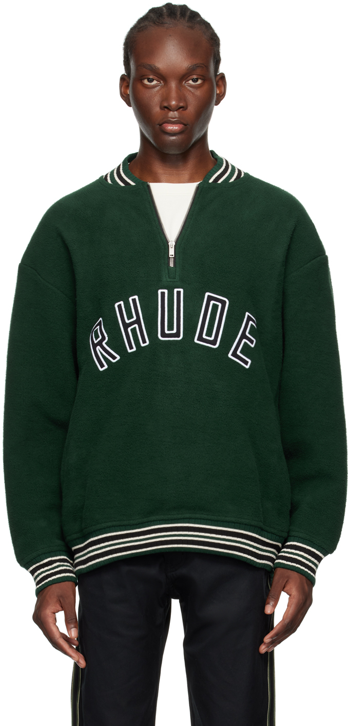 Shop Rhude Green Varsity Sweatshirt