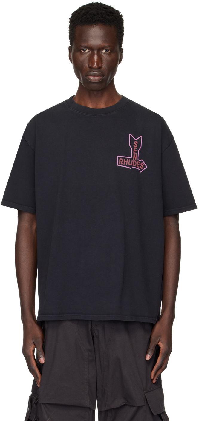 SSENSE Exclusive Black 'Send Rhudes' T-Shirt by Rhude on Sale