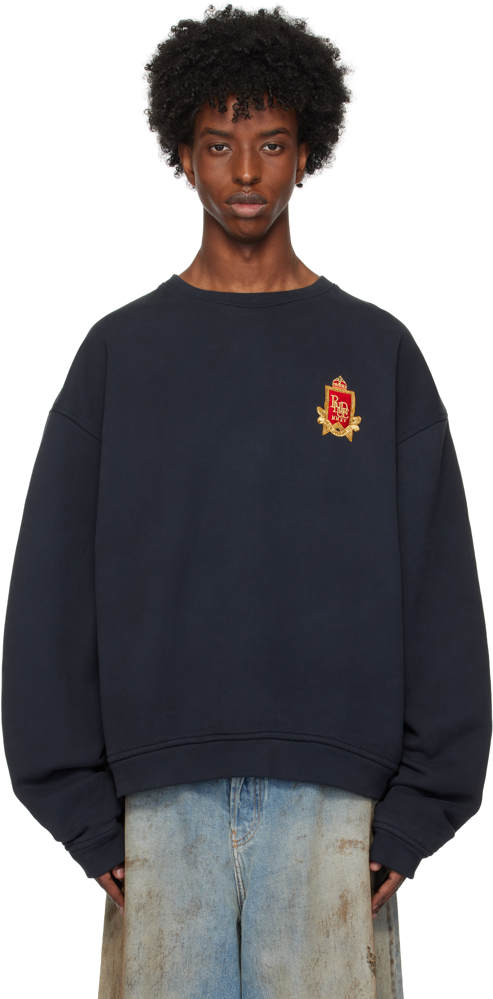 Black 'Rhude' Crest Crewneck Sweatshirt