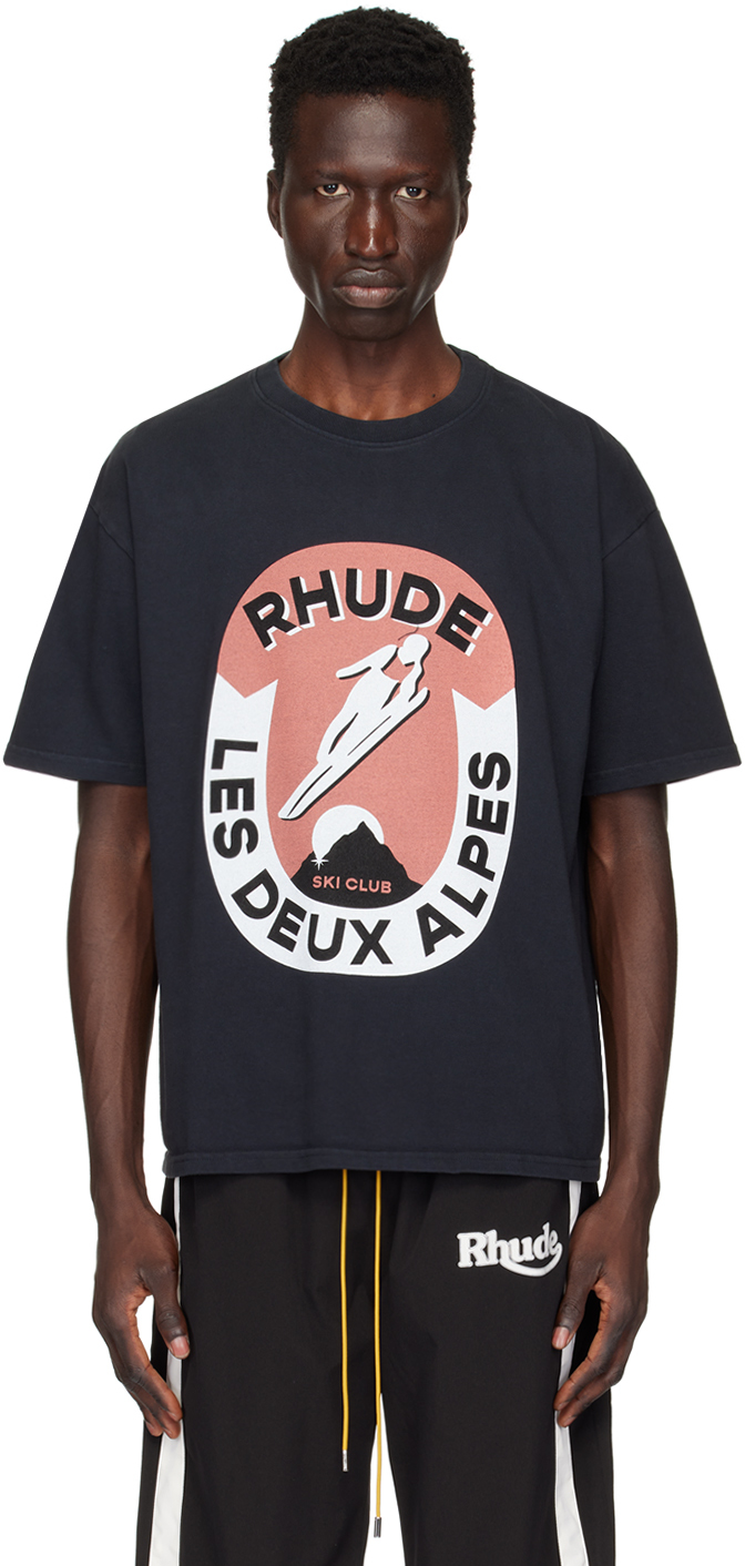 Black 'Les Deux Alpes' T-Shirt