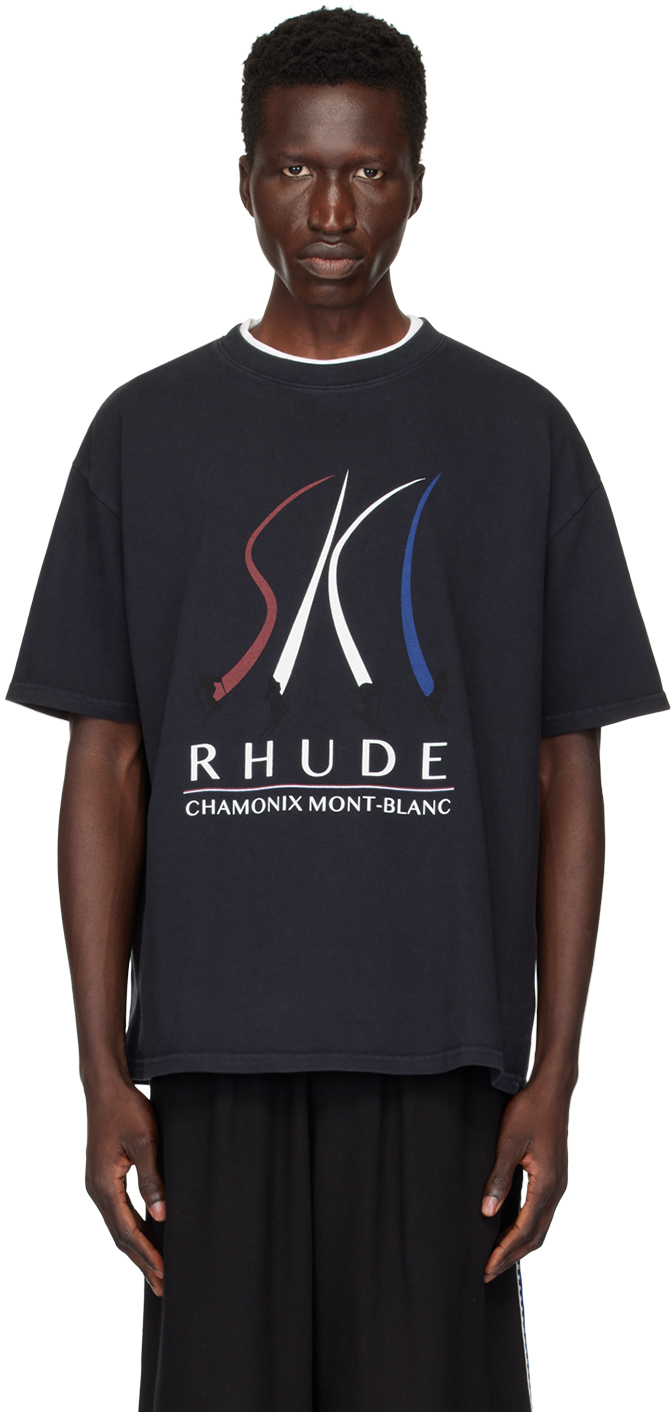 Black 'Chamonix Mont-Blanc' T-Shirt