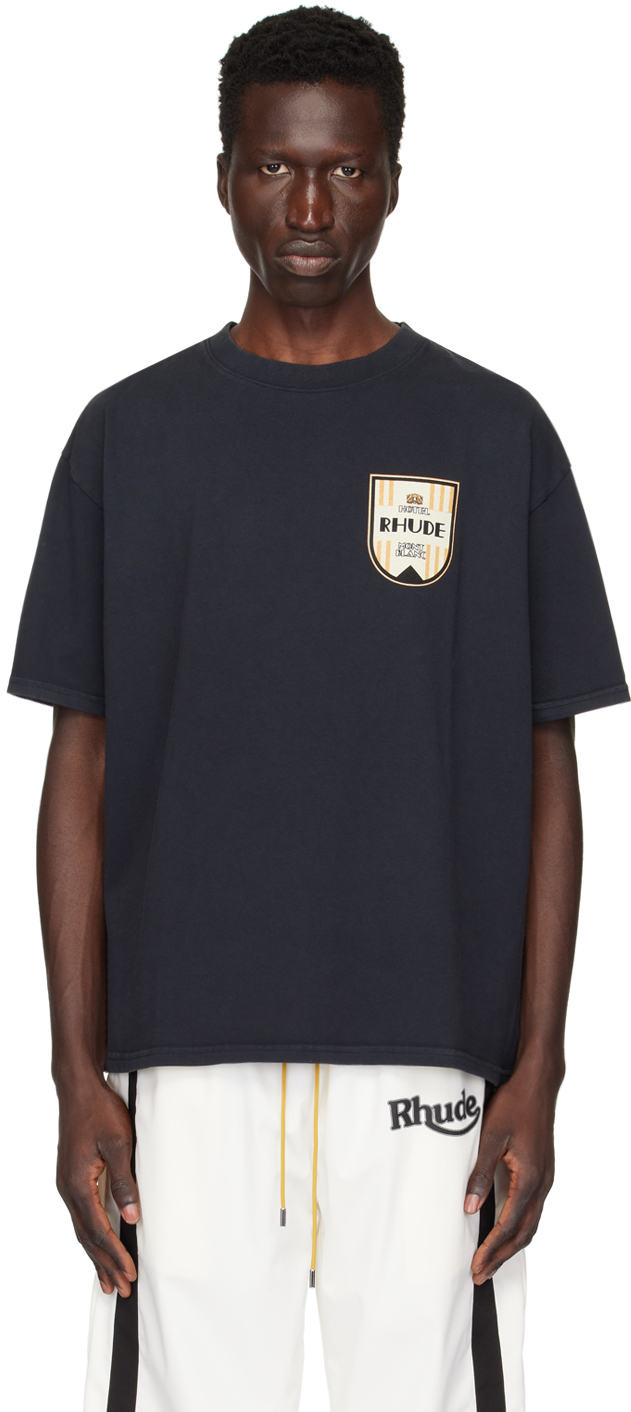 Rhude: Black 'Mont-Blanc Hotel' T-Shirt | SSENSE