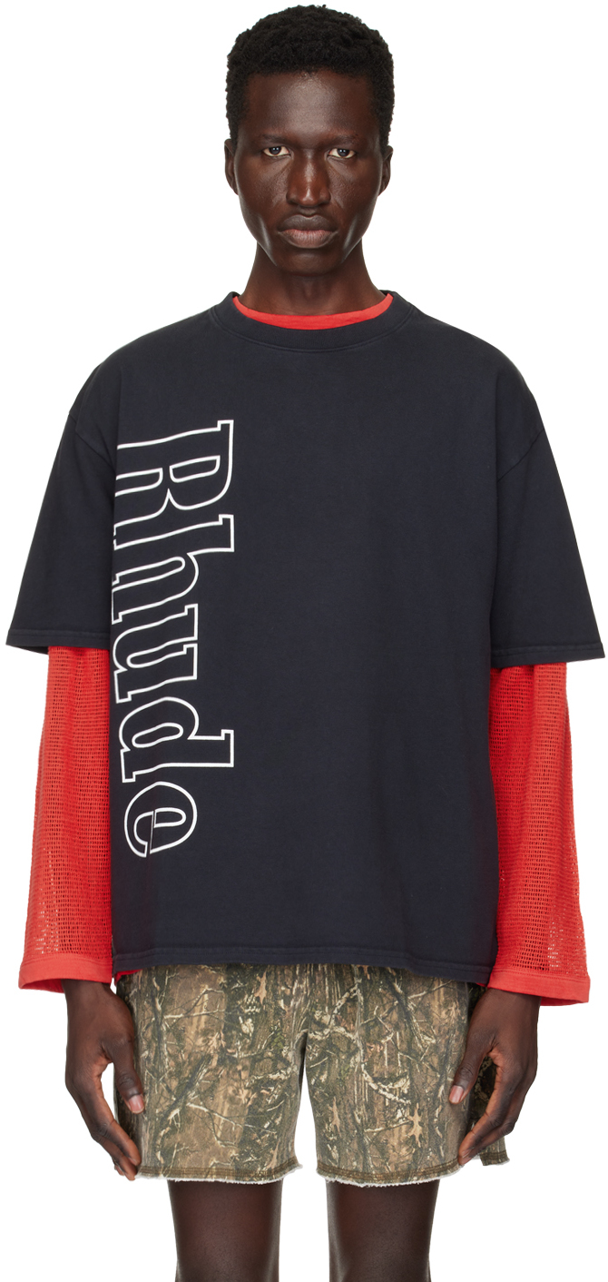 【関税込み】Rhude レッド 'Rhude' Side Logo 長袖Tシャツ 13_RHUDELOGOLSTEE_VTGRED_RHPS2
