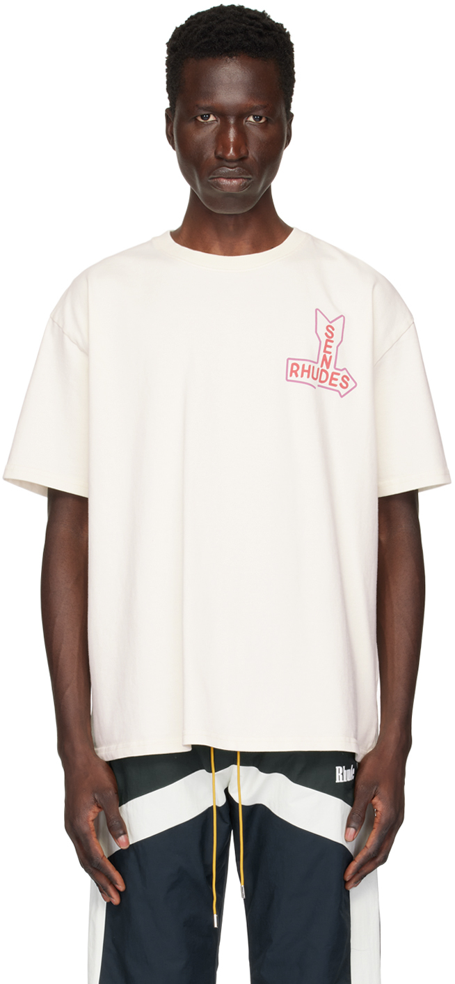 Rhude: SSENSE限定 オフホワイト Send Rhudes Tシャツ | SSENSE 日本