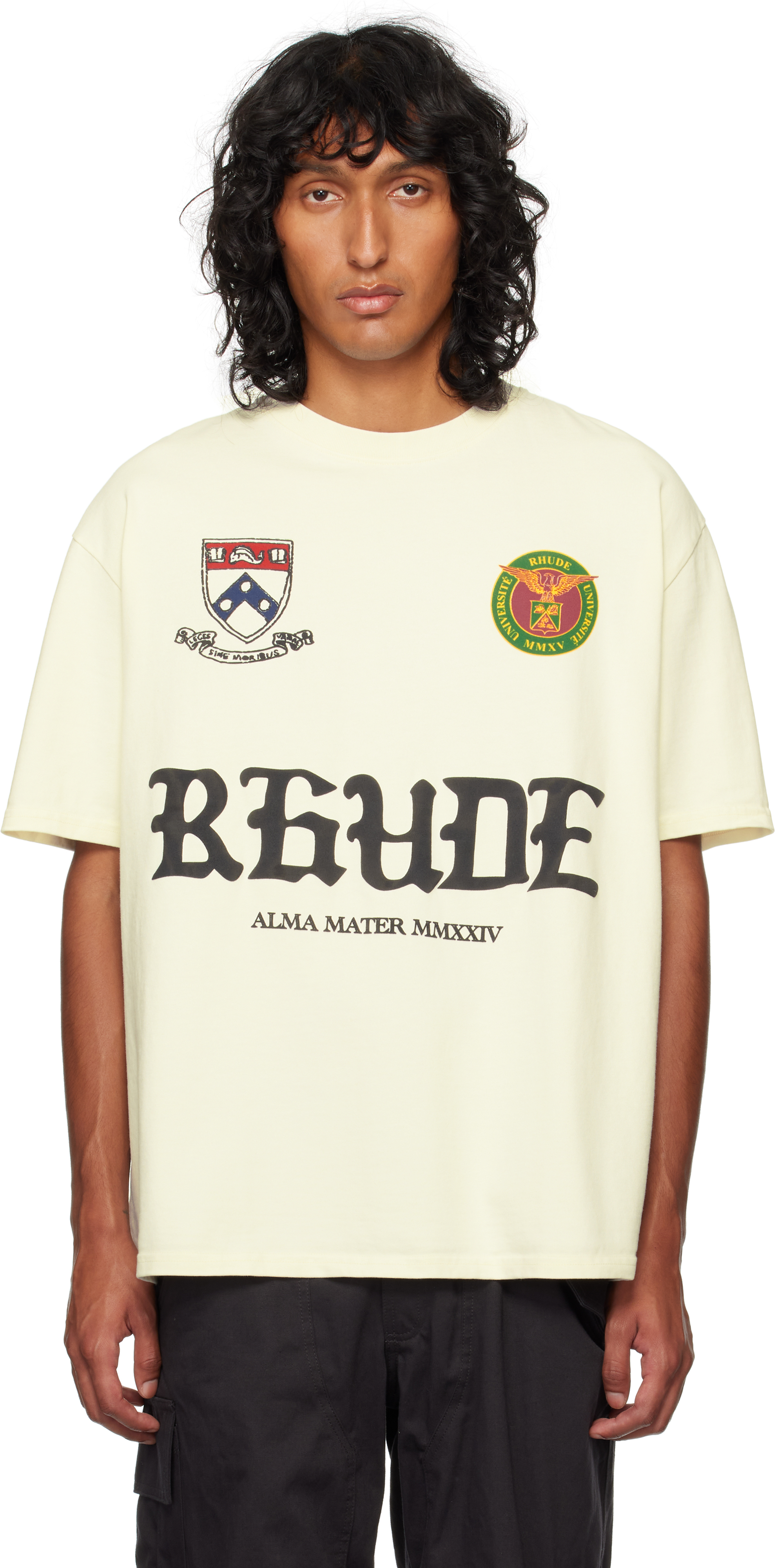 【関税込み】Rhude ホワイト Runway Script Tシャツ White Runway Script T-shirt by Rhude on Sale