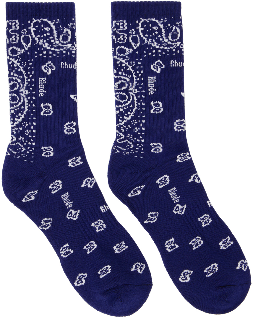 Navy Bandana Jacquard Socks