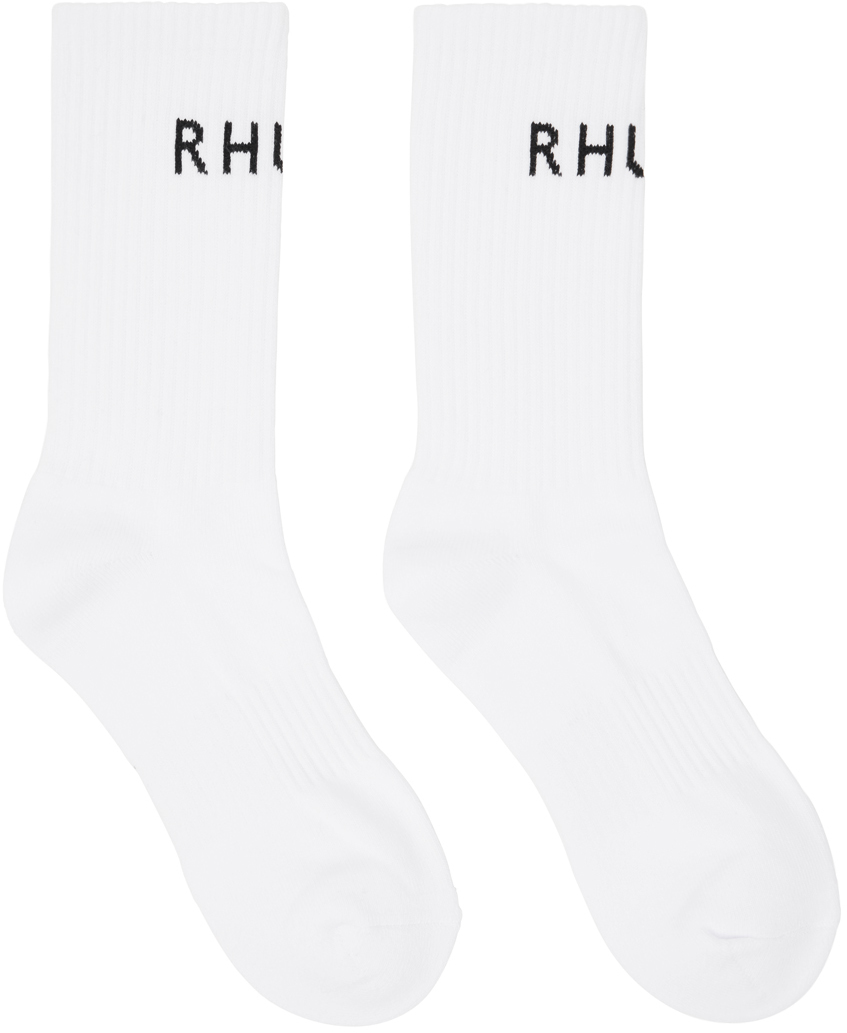 White Classic Logo Socks