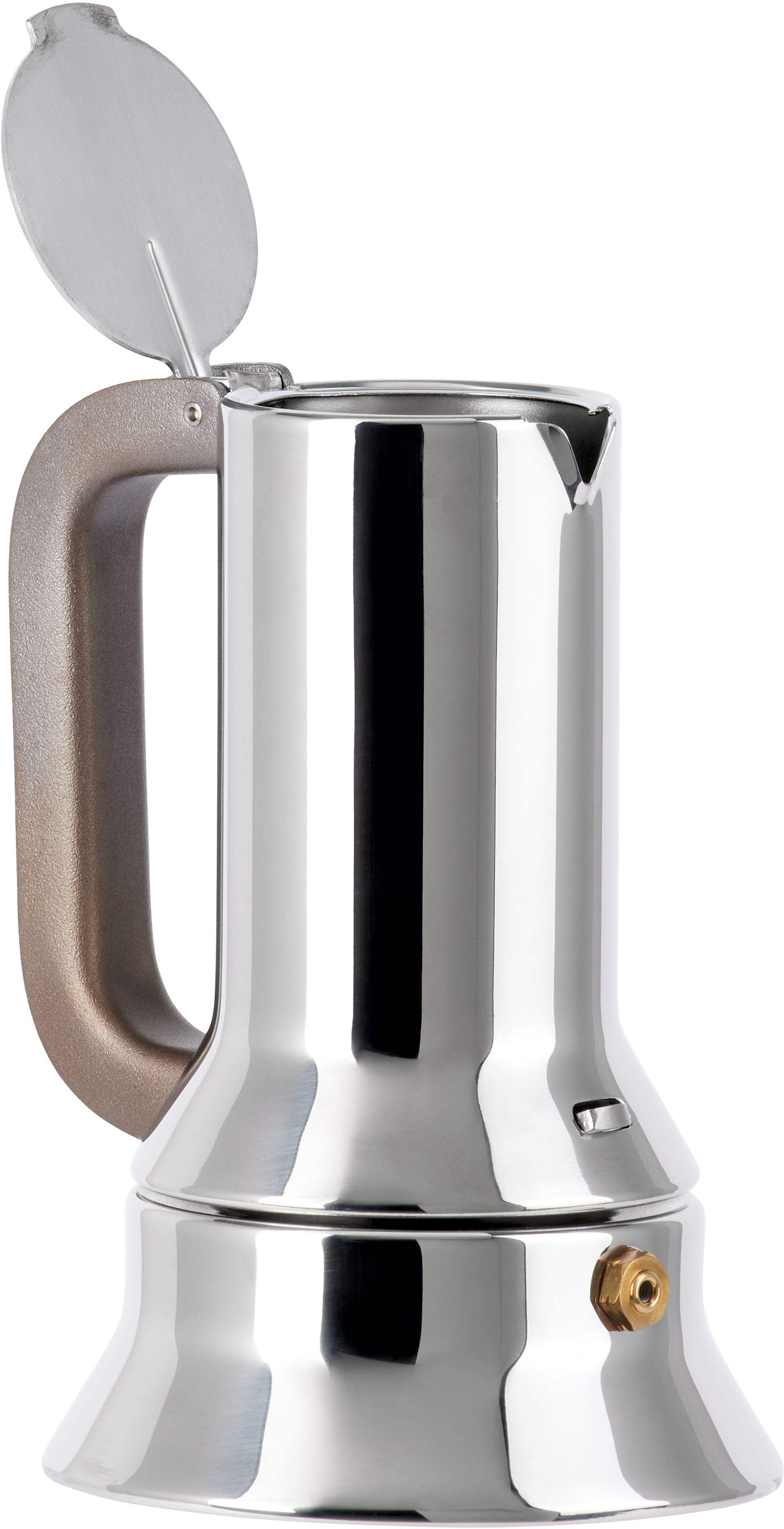 Alessi Silver 9090 Espresso Coffee Maker In Silver & Brown