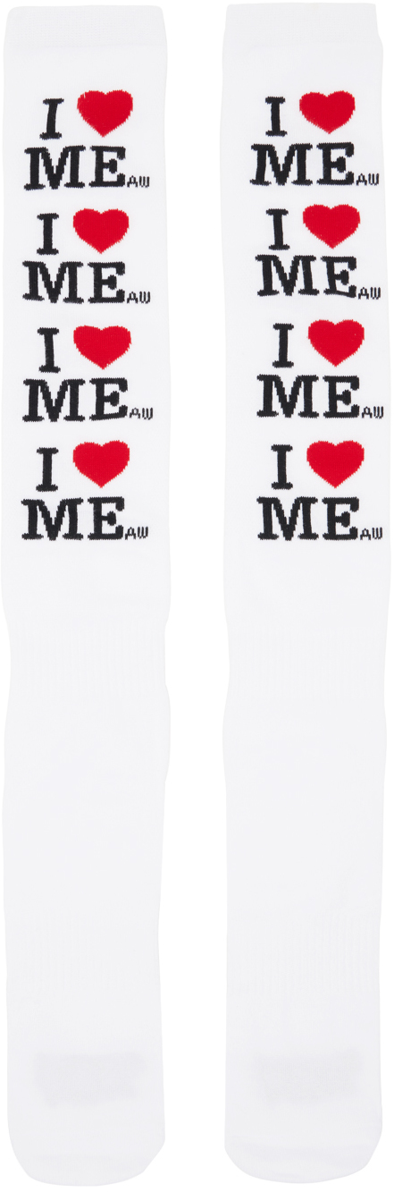 White 'I Heart Me' Socks