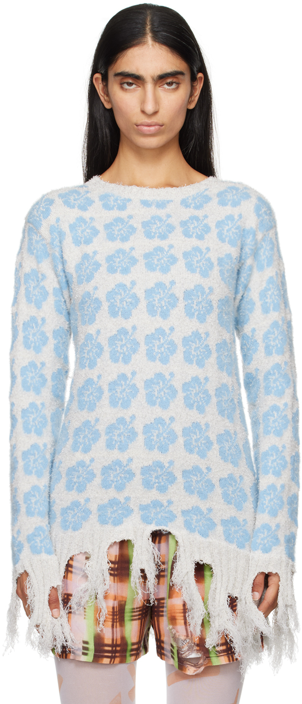 Blue Ganguro Floral Sweater