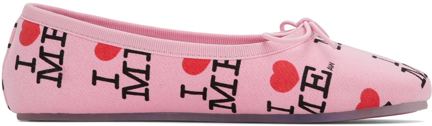 Ashley Williams Pink & Black 'i Heart Me' Ballerina Flats In I Heart Me Black