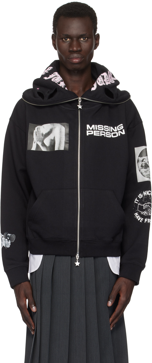 Black 'Missing Person' Butterfly Hoodie