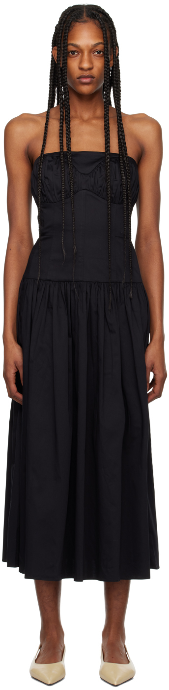 TOVE: Black Lauryn Midi Dress | SSENSE