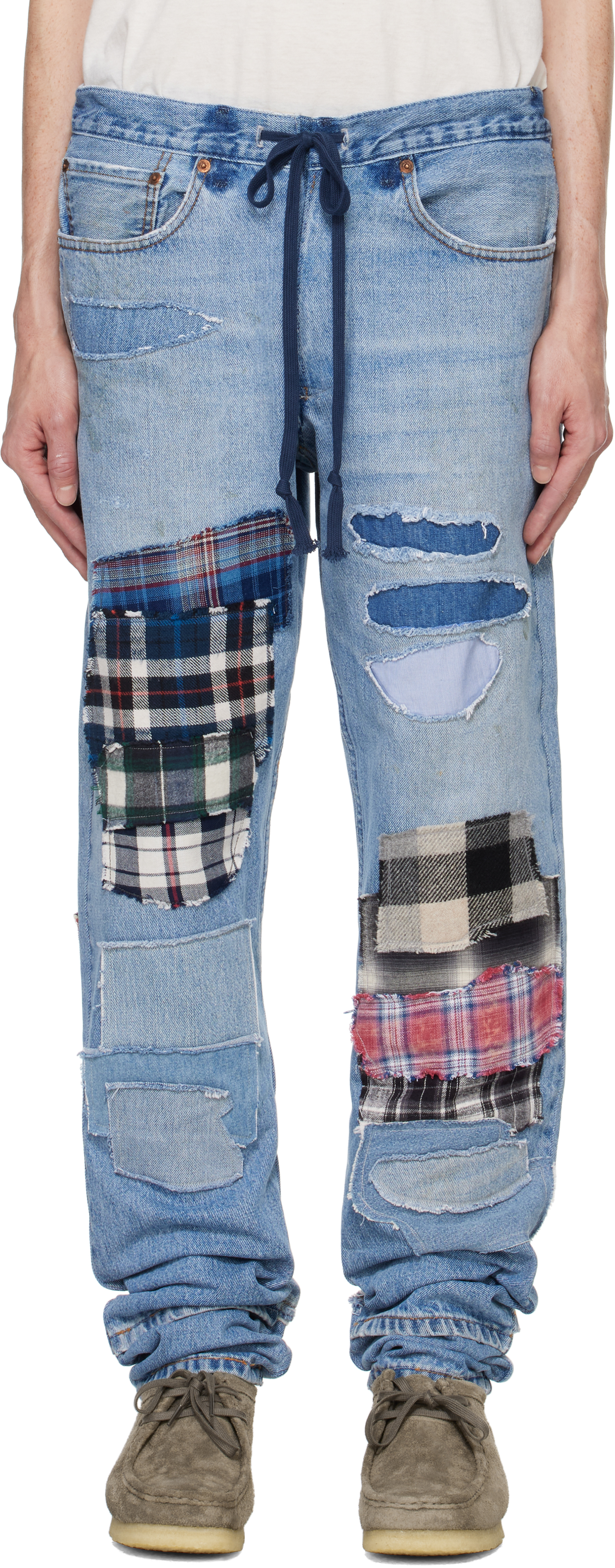 Blue 34 Patchwork Denim Lounge Jeans