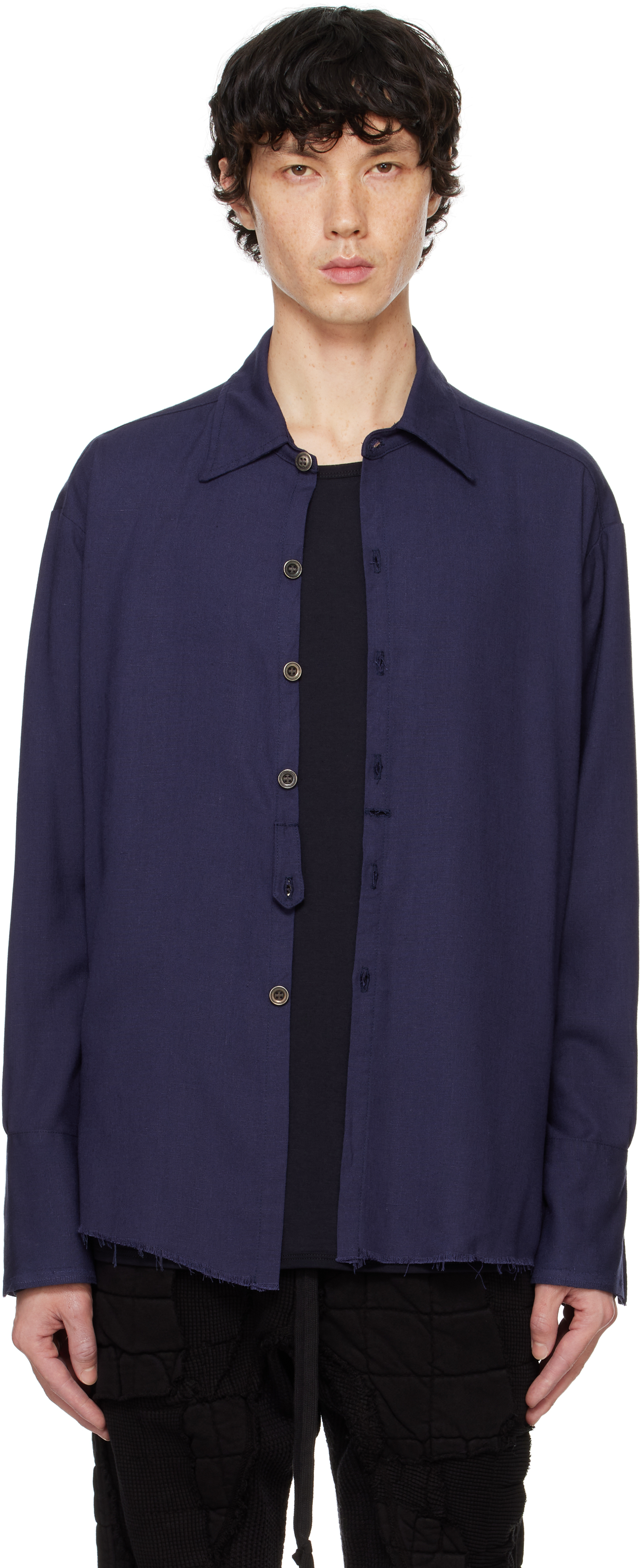 Navy Collared Studio Shirt