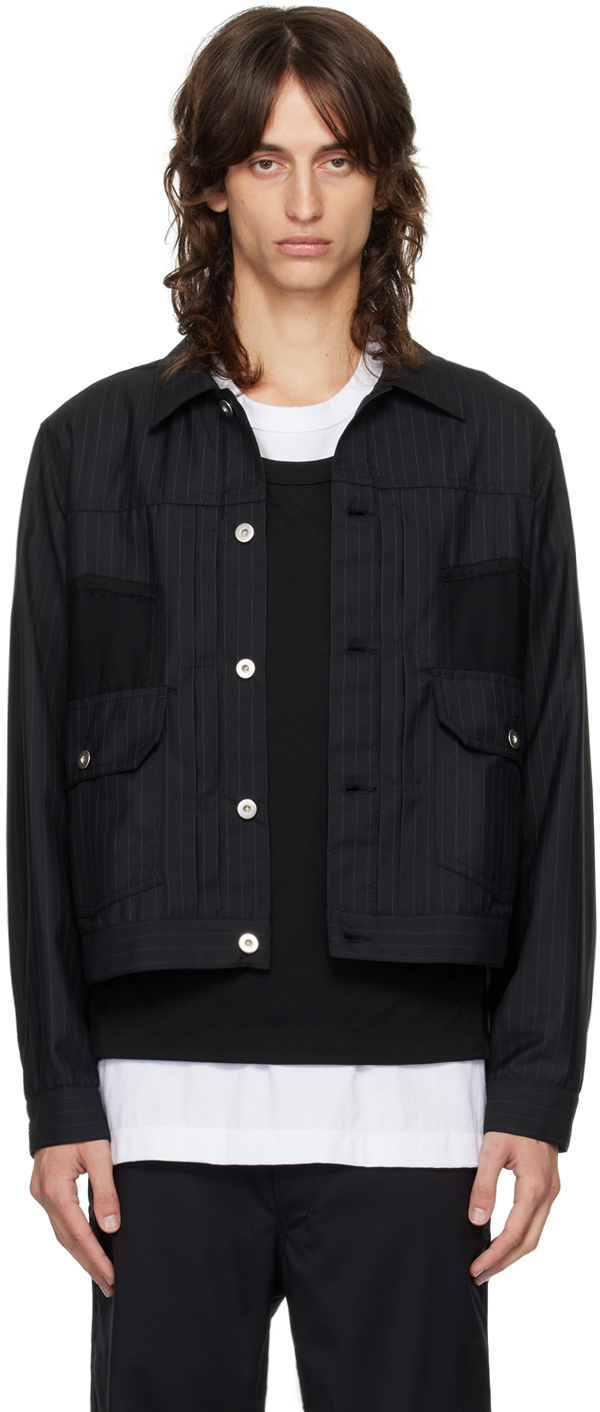 Black Pinstripe Trucker Jacket