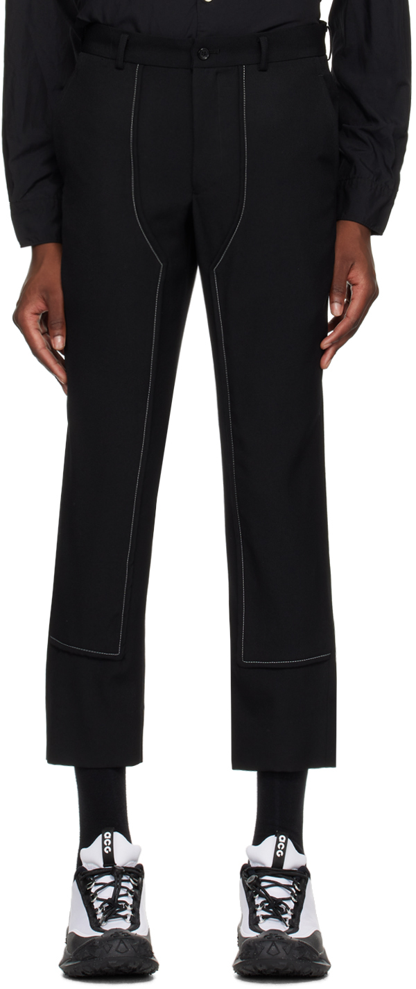 Black Contrast Stitch Trousers