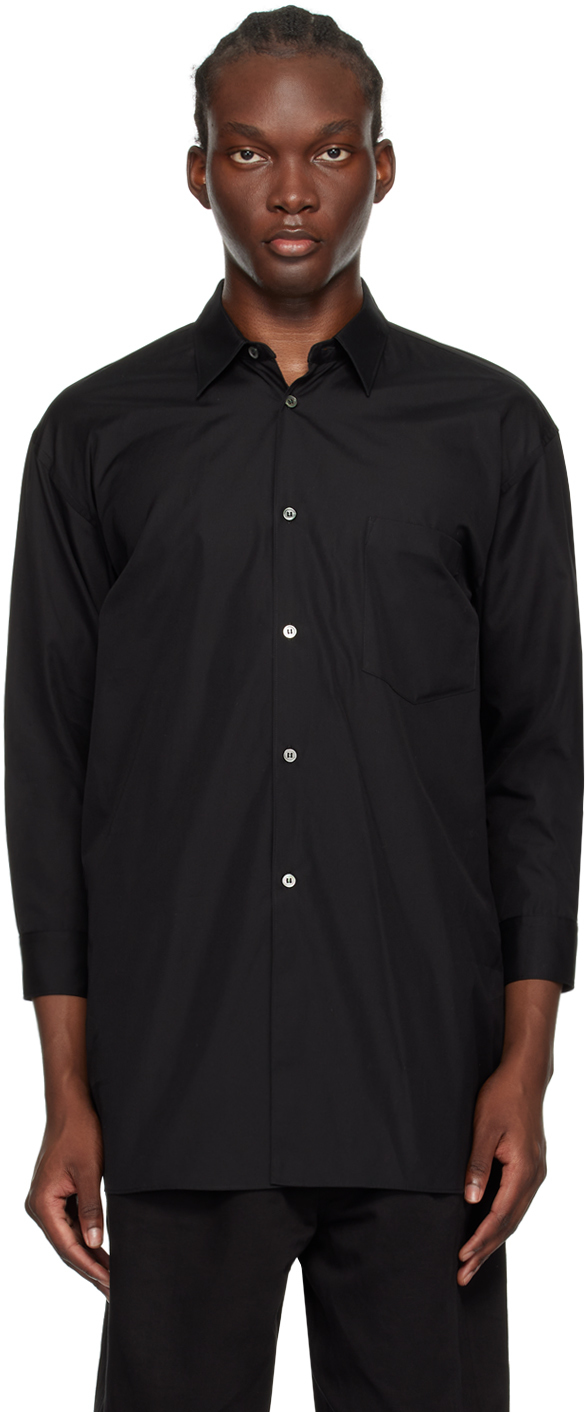 Black Spread Collar Shirt