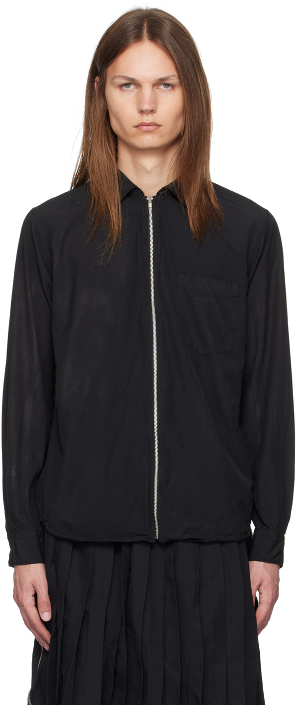 Black Zip-Up Long Sleeve Shirt