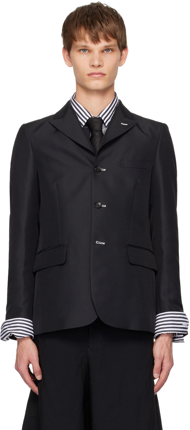 Shop Black Comme Des Garçons Black Back Cutout Blazer In Black X White