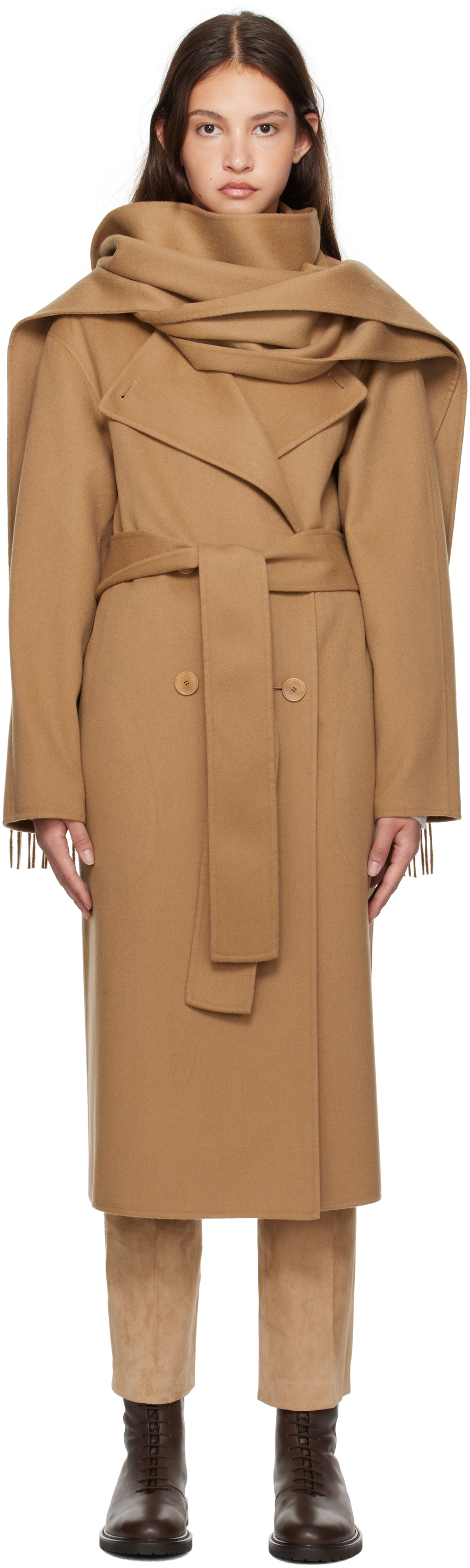 Beige Light Double Face Lepage Scarf Coat