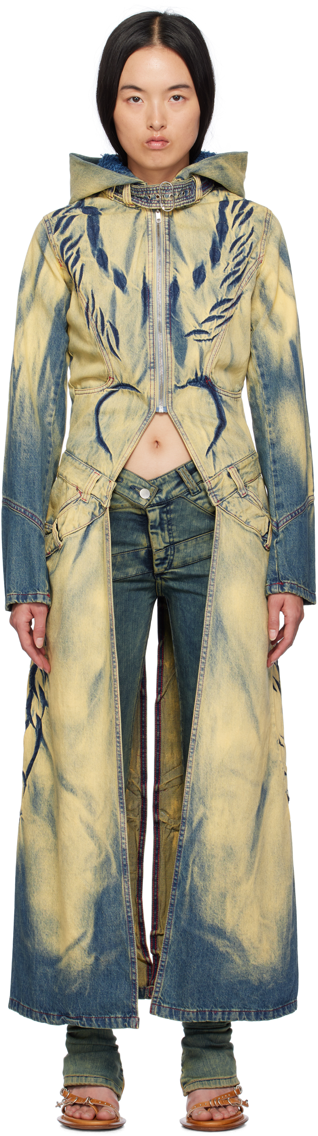 【関税込み】Masha Popova ブルー Racing デニムコート Blue Racing Denim Coat by Masha Popova on Sale