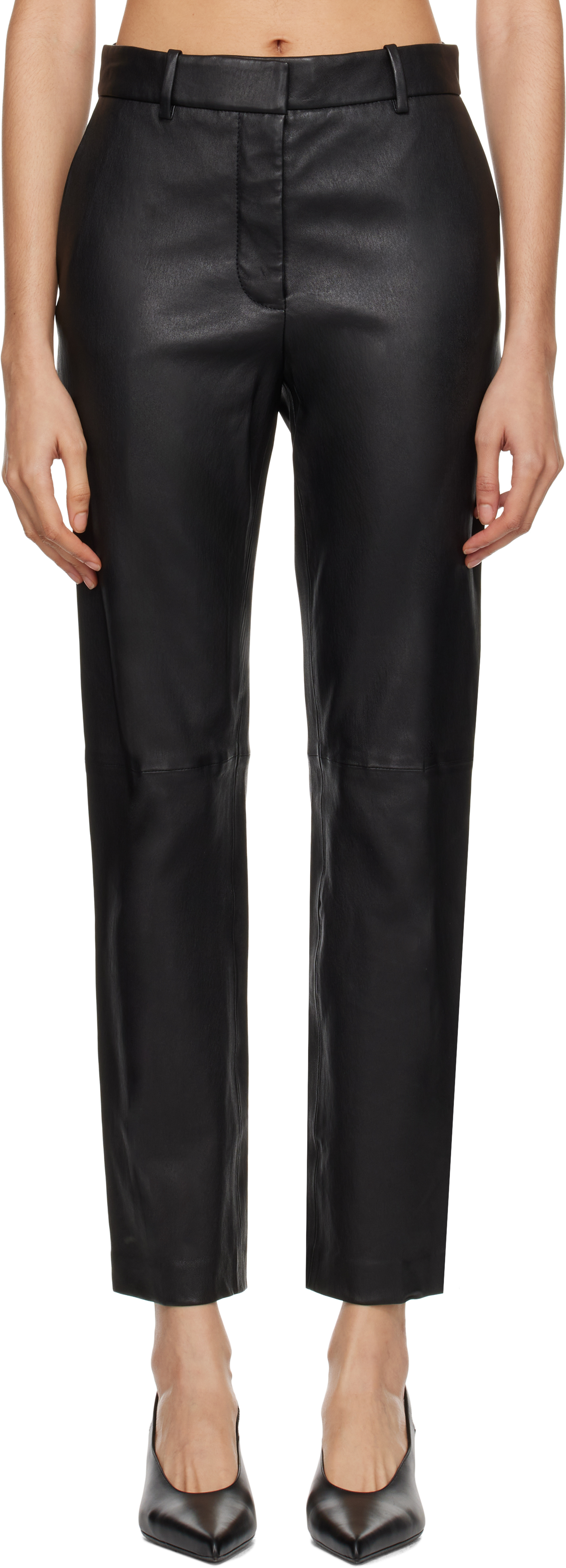 Black Stretch Coleman Leather Trousers