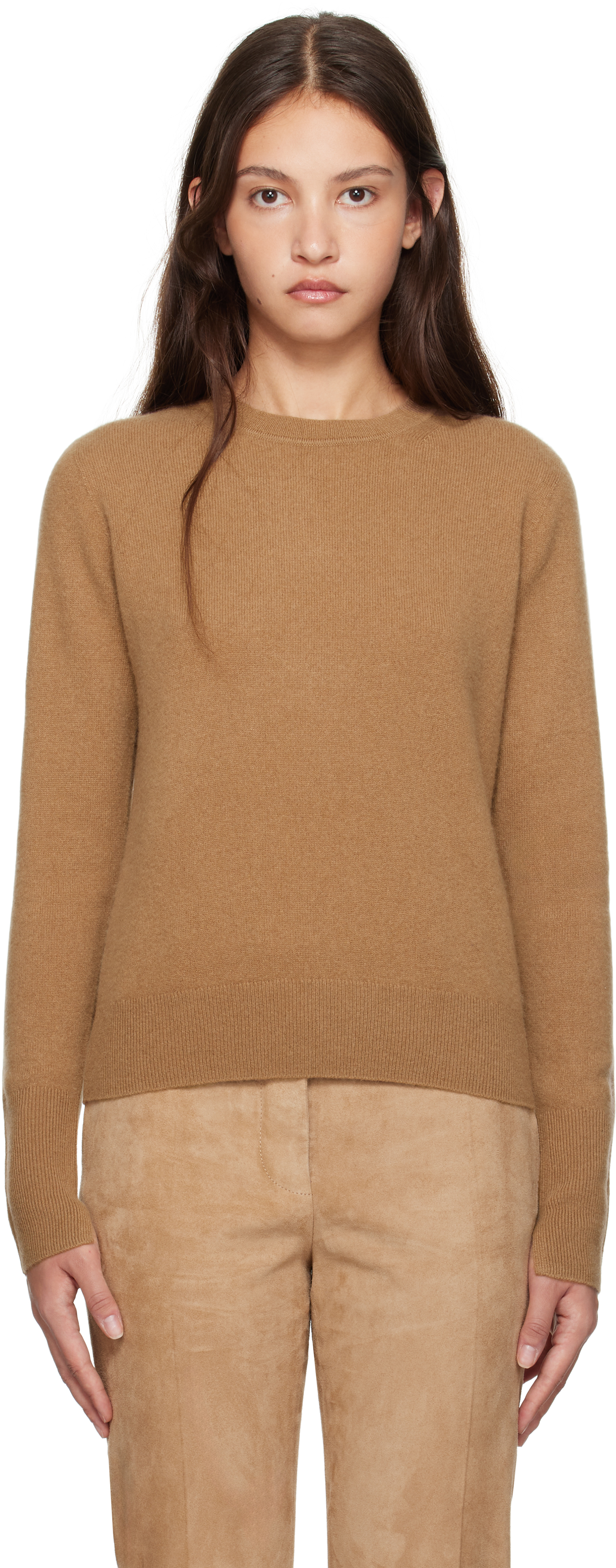 Beige Light Pure Cashmere Round Neck Sweater