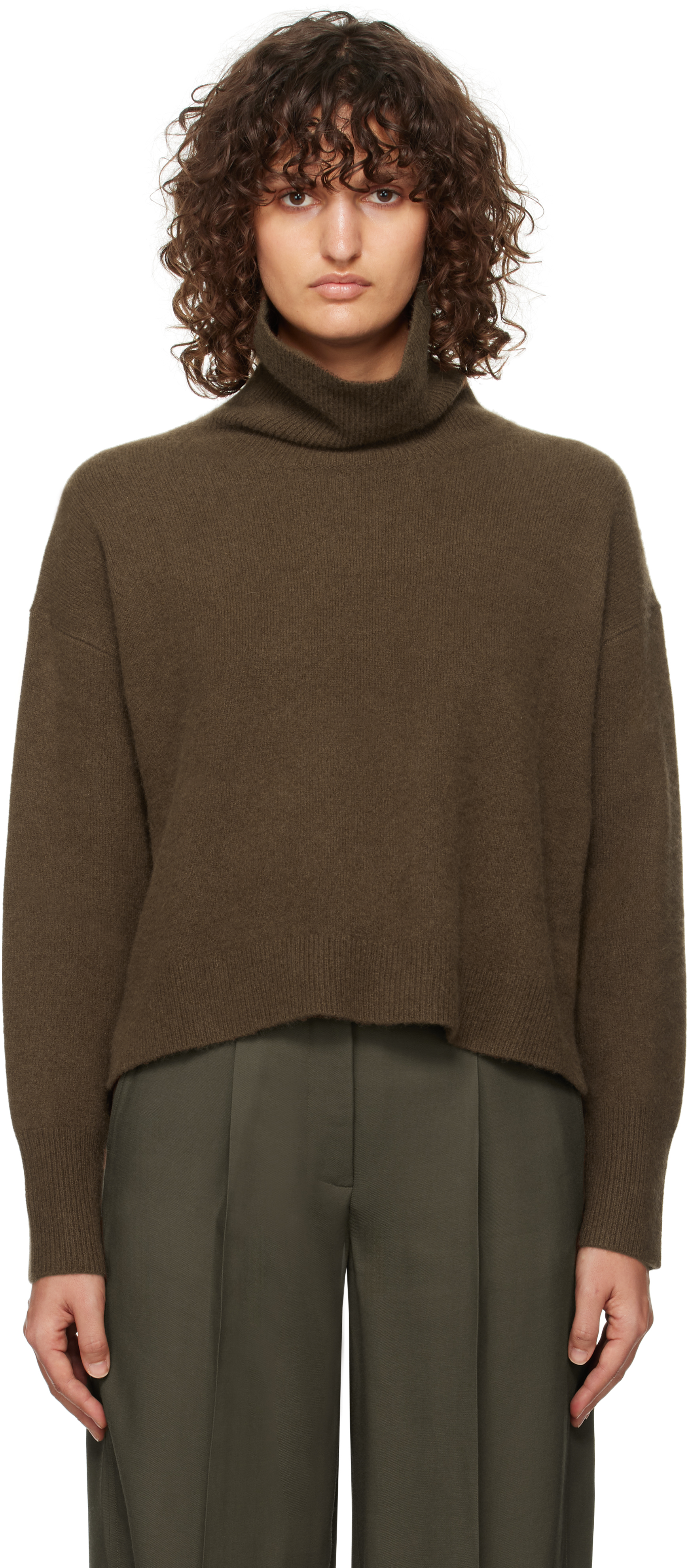 Brown Brushed Cashmere Turtleneck