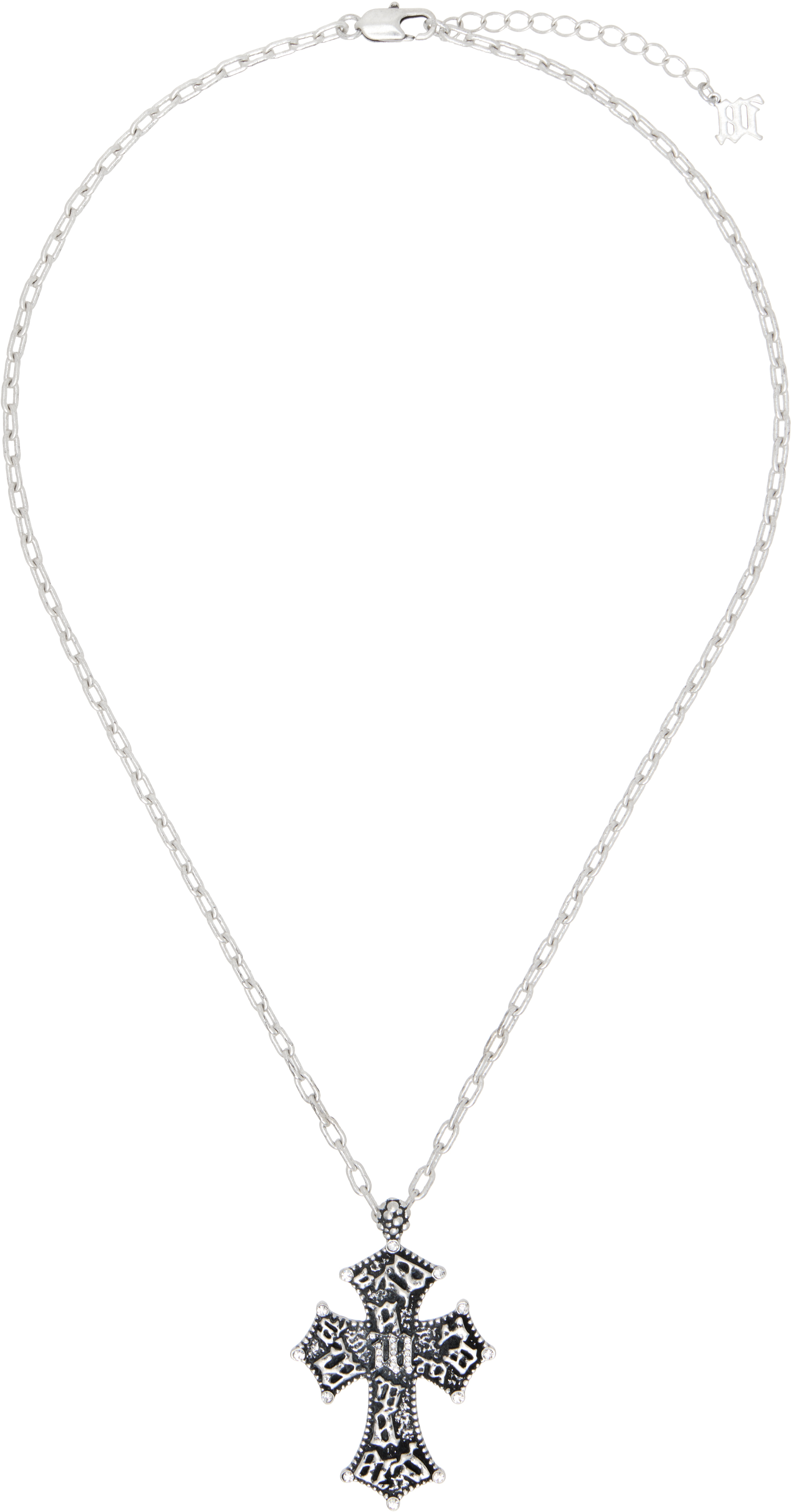 Shop Misbhv Silver Preacher Vintage Chain Necklace In Pewter