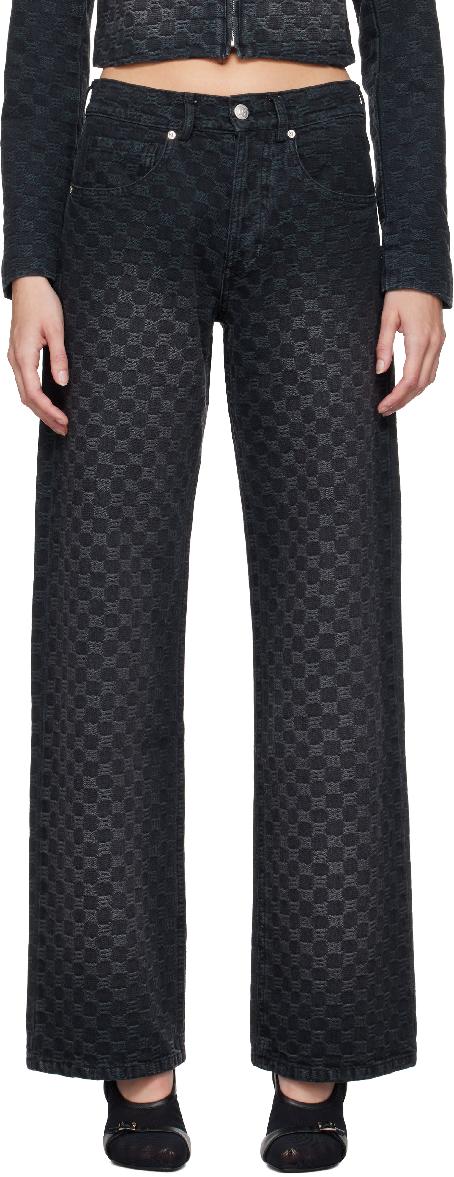 Black Jacquard Monogram Jeans